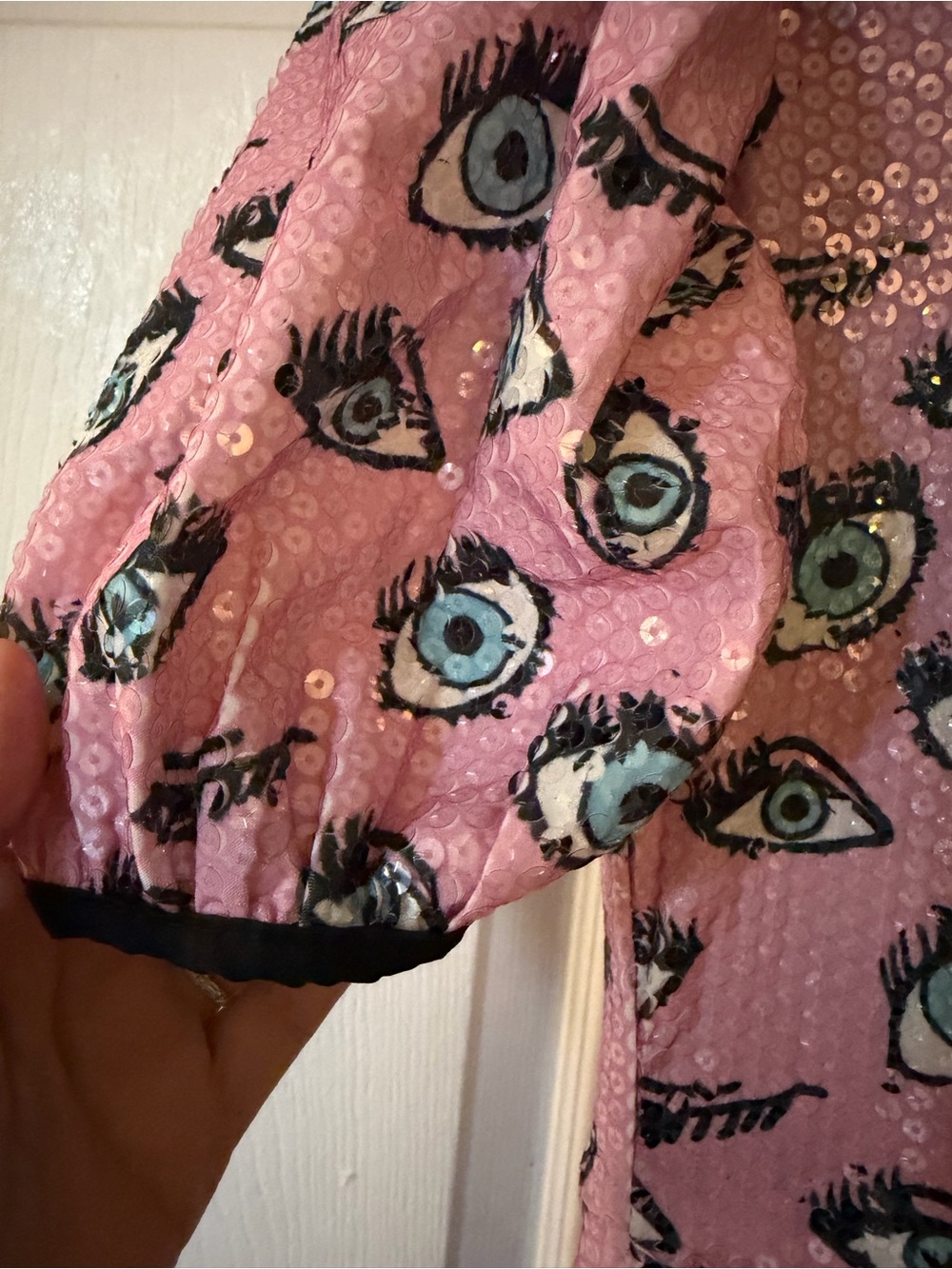 Pink Eye Print Ruffle Mini Dress - Picture 5 of 8